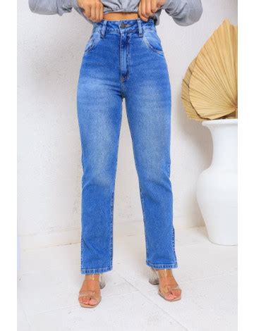 Calça Jeans Skinny Mom Abertura Lateral Atacado Feminina Revanche