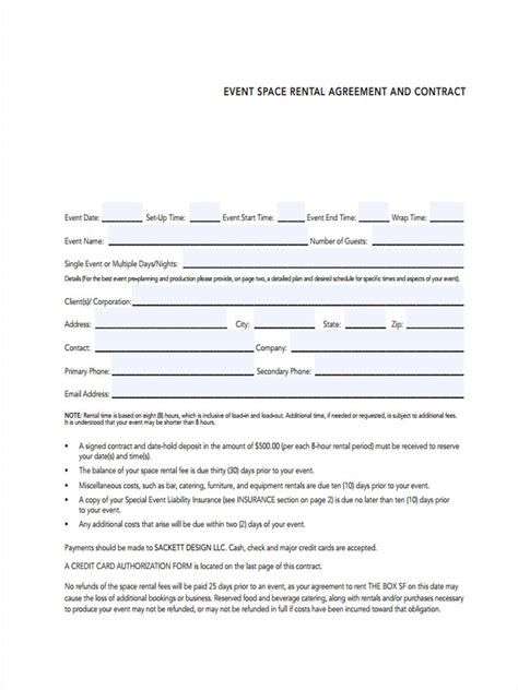 Event Space Rental Agreement Template