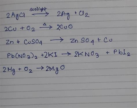 Write Chemical Reaction Silver Chloride Is Exposed To Sunlight