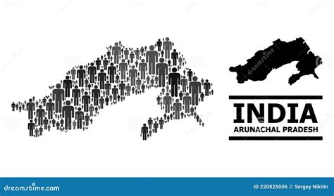 Vector Humans Mosaic Map Of Arunachal Pradesh State And Solid Map Stock