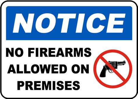 No Firearms Allowed on Premises Sign - Save 10% Instantly