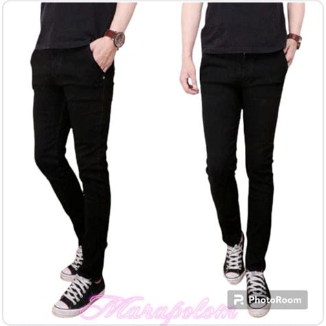 Jual Celana Jeans Pria Panjang Skinny Slim Fit Pensil Melar Hitam 32