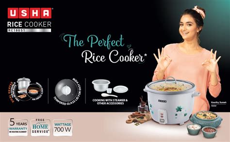 Buy USHA RC18GS1 Steamer 700 Watt Automatic Rice Cooker 1 8 Litres With