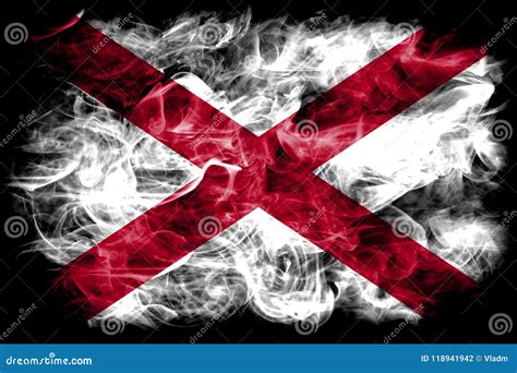 Alabama State Smoke Flag United States Of America Stock Photo Image