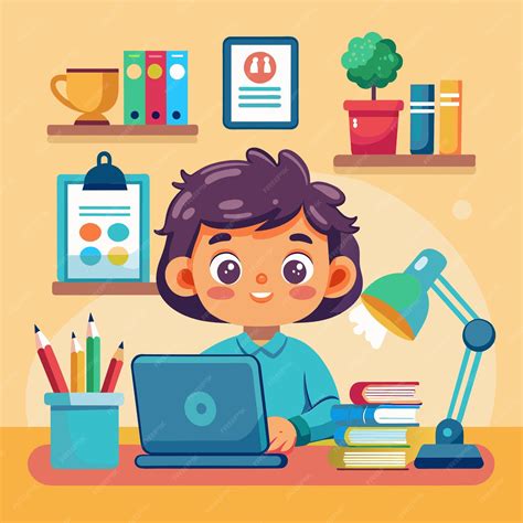 Premium Photo Cute Little Kid Use Computer To Study Internet