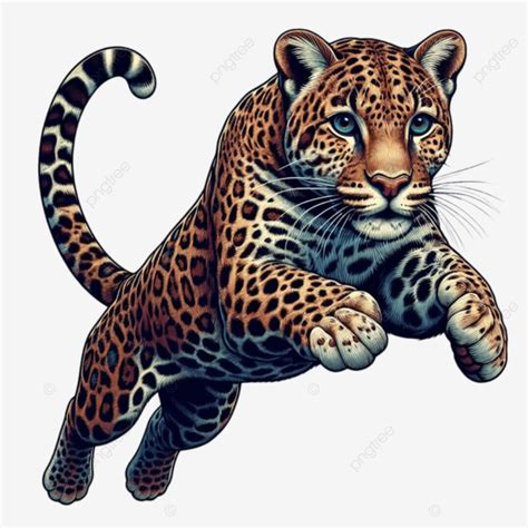 Side Vie Leopard Leaping Panthera Pardus Jaguar Cheetah Animal Jumping