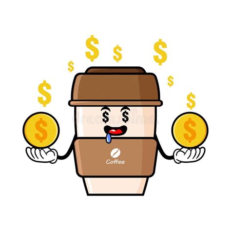 Cute Coffe Cup Cartoon Mascot Character Funny Expression Stock Vector