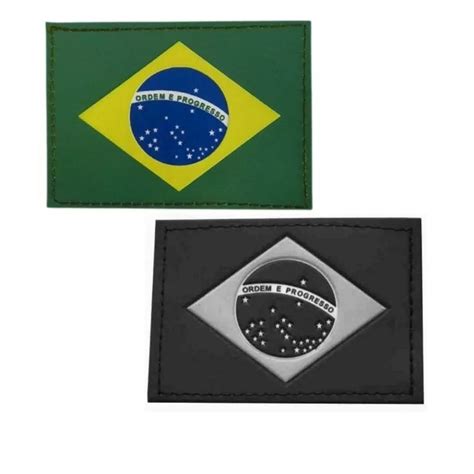 Bandeira Do Brasil Emborrachado Patch Preto E Cinza Colorida