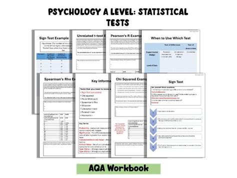 Statistical Tests Workbook Psychology AQA A Level Teaching Resources