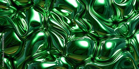 Liquid green metal chrome surface with trippy autostereogram effect, background, surreal ...