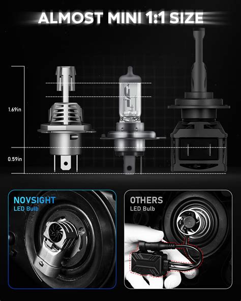 NOVSIGHT H4 LED Headlight Globes Kit H Low Beam 20000LM Super Bright