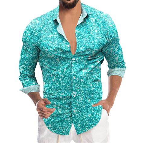 Fandaniv Smart Shirts For Men Sequin Fashion D Printed Long Sleeve