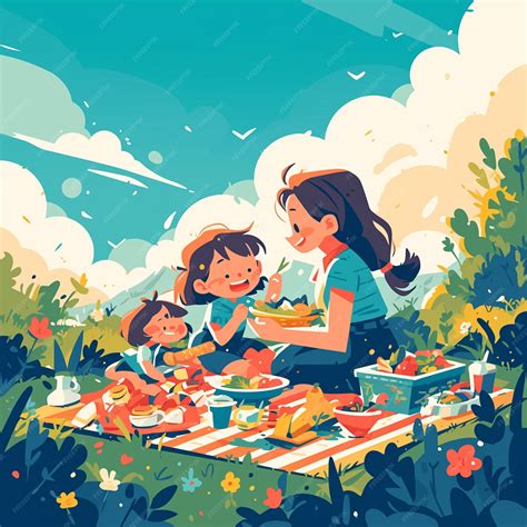 Premium Vector Fathers Day Picnic In The Park Scenes