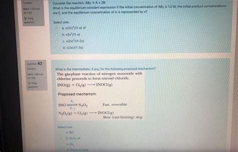 Solved Correct Mark Out Consider The Reaction Ab A Chegg