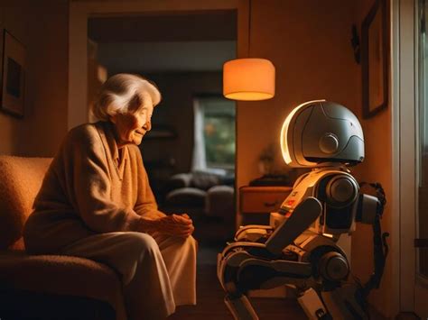 Premium AI Image | A personal robot assisting an elderly person at home