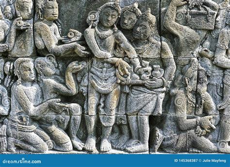 Stone Carvings Borobudur Temple Java Island Indonesia Editorial