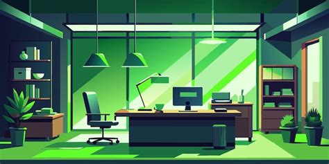 Premium Vector Empty Dark Bank Office Interior At Night Cartoon