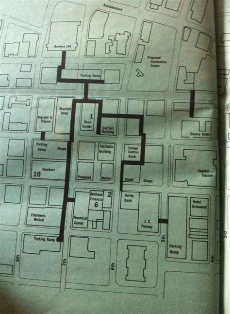 Skywalk Map From The First Skywalker Paper 1983 Des Moines Iowa