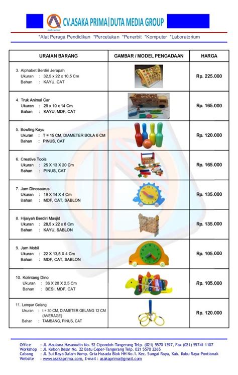 Daftar Harga Ape Mainan Edukatif Ape Paud Tk Rab Dak Paud Tk