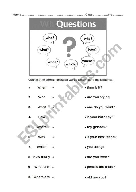 Wh Question Esl Worksheet By Miwsuta