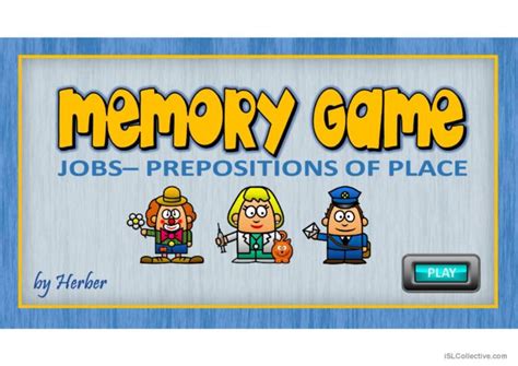 Memory Game Jobs And Prepositions Gen English Esl Powerpoints