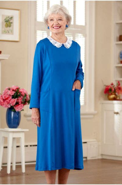 Lace Collar Knit Snap Back Dress Adaptive Clothing For Seniors Disabled And Elderly Care