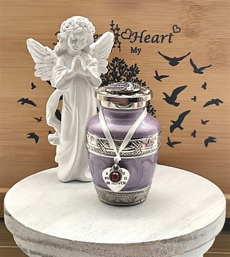 Lavender Purple Memorial Cremation Funeral Ash Urn With Charm