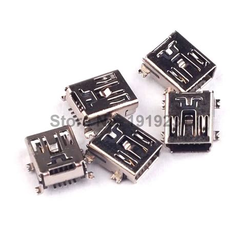 50PCS 5 Pin Female Mini B USB SMD 5 PIN Socket Connector In Connectors