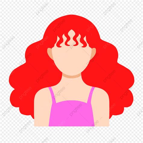 Gambar Red Fluffy Rambut Kartun Watak Avatar Setengah Badan Potret Kartun Gaya Rambut Png Dan