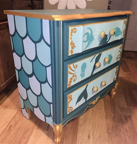 Hand painted mermaid dresser by Hi, I paint. Check out more hand painted furniture, wall murals ...