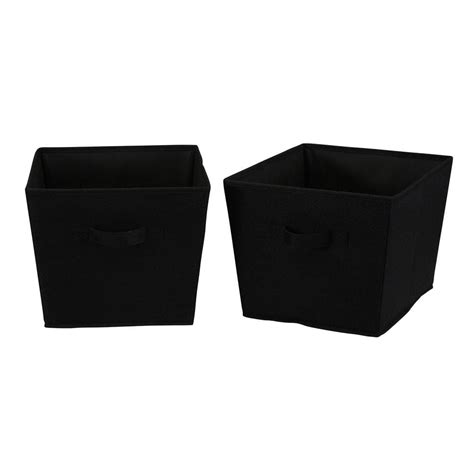 HOUSEHOLD ESSENTIALS 7 gal. Medium Fabric Storage Bins in Black Linen 2 ...