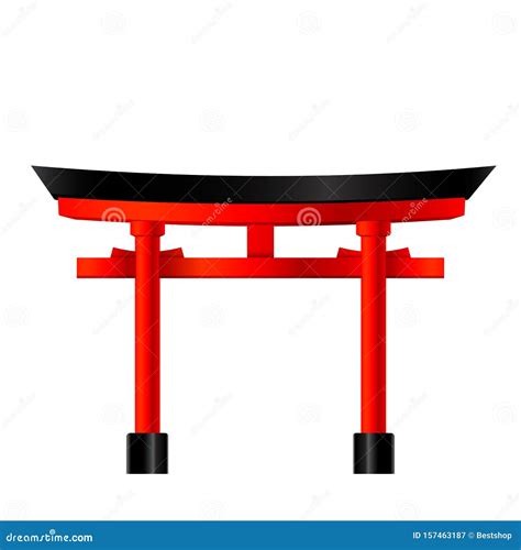 Temple Gate In Japan Vector Illustration Japanese Famous Place And