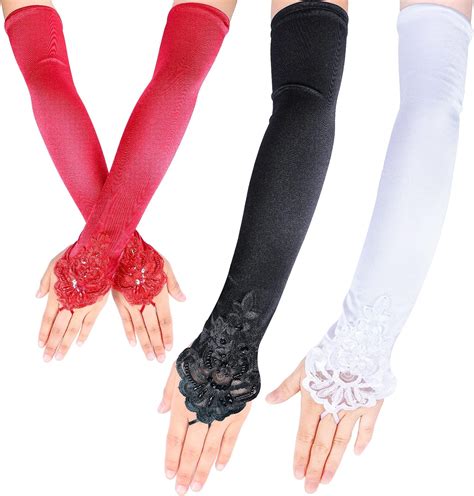 Amazon Pairs Fingerless Gloves Long Flapper Evening Opera Satin