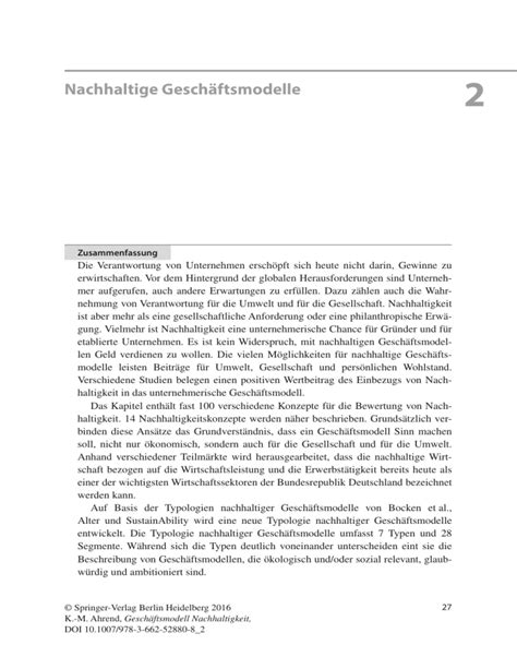 Nachhaltige Gesch Ftsmodelle