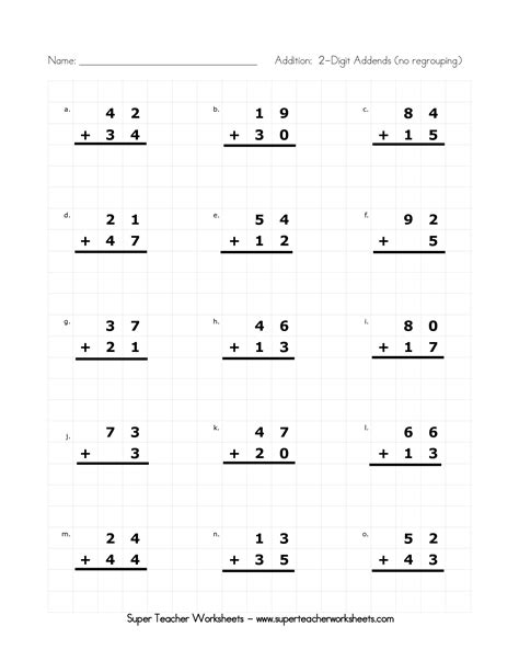 17 2 Digit Addition Without Regrouping Worksheets 2nd Grade