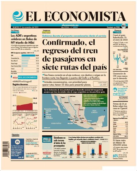 Periódico El Economista México Periódicos De México Edición De Martes 21 De Noviembre De