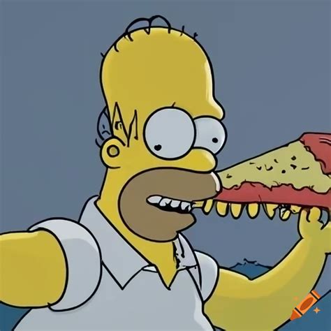 Homer Simpson Enjoying A Slice Of Pizza