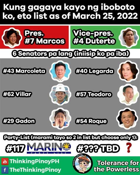 Thinkingpinoy On Twitter Doon Sa Mga Humihingi Ng Listahan Ng Iboboto