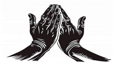 Praying Hands Icon On White Vector Illustration Premium Ai Generated