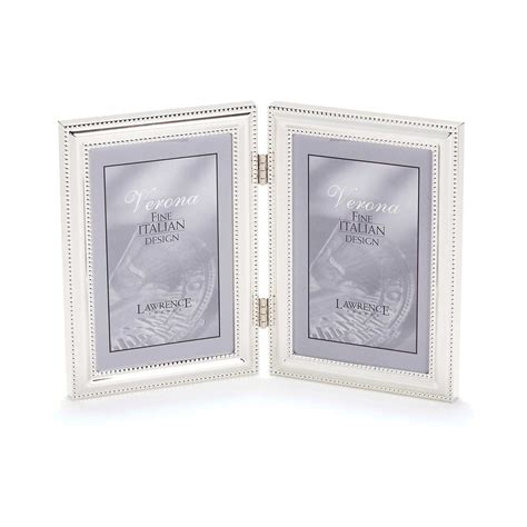 Lawrence Frames 5x7 Hinged Double Vertical Metal Picture Frame Silver