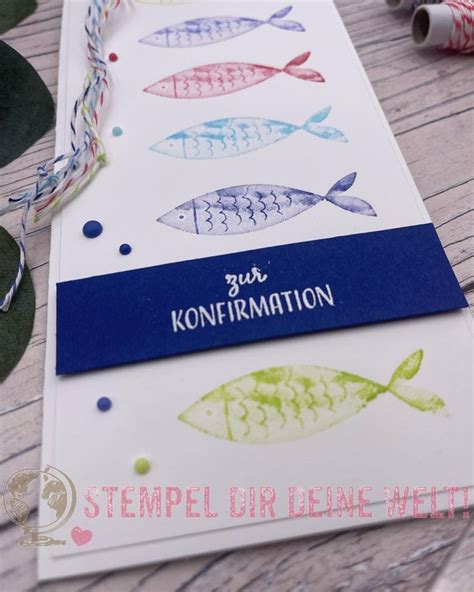 Feierliche Fische Stempel Dir Deine Welt Konfirmation Karten