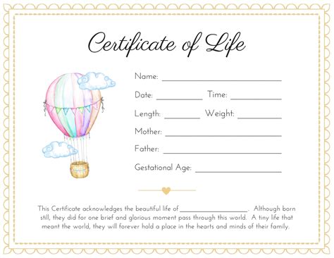 Certificate Of Life Printable Multiple Versions Etsy Uk