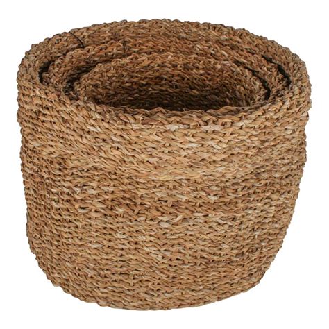 Seagrass Round Storage Basket Set Of 3 Home Shoppe