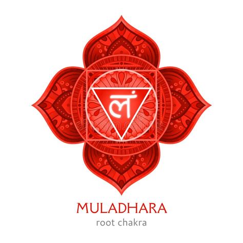 Muladhara Root Chakra Symbol Colorful Mandala Stock Vector