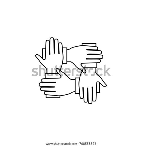 Four Hands Hold Together Icon Team Stock Vector Royalty Free