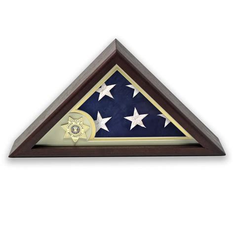 American Flag Display Case With Sheriff Medallion And 3x5 Folded