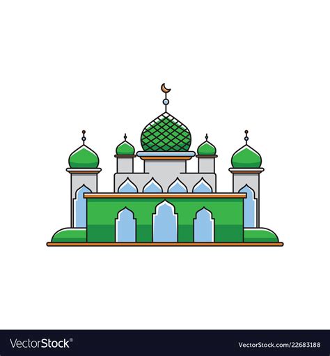 Flat Design Mosque Royalty Free Vector Image Vectorstock