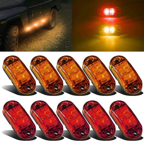 10 stk bil rød gult sidemarkeringslys 12v 24v 2 led rv travler lights 2