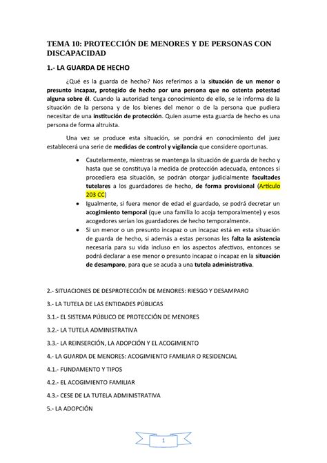 TEMA 10 Apuntes derecho de la persona 1 TEMA 10 PROTECCIÓN DE