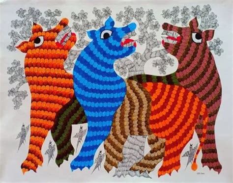 Gond Tribal Art Paintings at best price in Kalol by Ananta Artifacts | ID: 21575392512